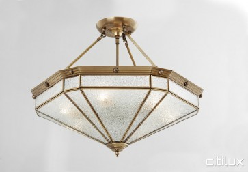 Ashcroft Classic Brass Made Semi Flush Mount Ceiling Light Elegant Range Citilux