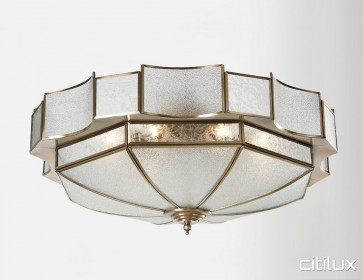 Busby Traditional Brass Made Flush Mount Ceiling Light Elegant Range Citilux