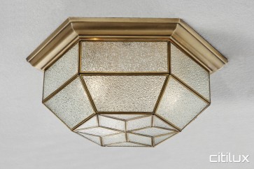Cambridge Gardens Traditional Brass Made Flush Mount Ceiling Light Elegant Range Citilux