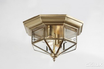 Camellia Traditional Brass Made Flush Mount Ceiling Light Elegant Range Citilux