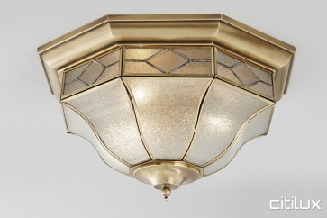 Canley Vale Classic Brass Made Flush Mount Ceiling Light Elegant Range Citilux