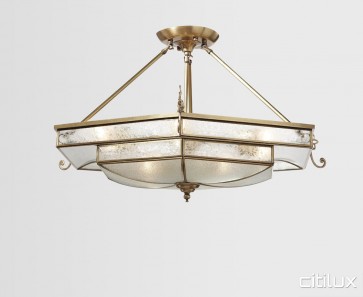 Dolans Bay Classic Brass Made Semi Flush Mount Ceiling Light Elegant Range Citilux