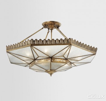 Dulwich Hill Classic Brass Made Semi Flush Mount Ceiling Light Elegant Range Citilux