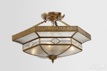 East Hills Classic Brass Made Semi Flush Mount Ceiling Light Elegant Range Citilux