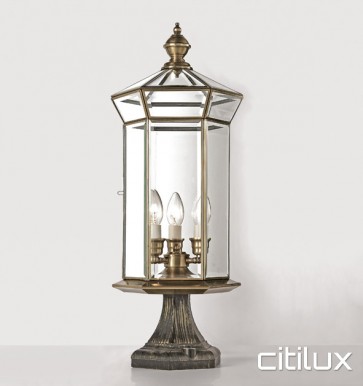 Forestville Classic Outdoor Brass Made Pillar Mount Light Elegant Range Citilux