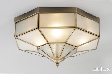 Hebersham Traditional Brass Made Flush Mount Ceiling Light Elegant Range Citilux