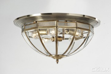 Holsworthy Traditional Brass Made Flush Mount Ceiling Light Elegant Range Citilux