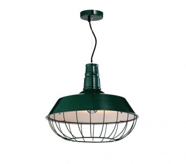 Industrial Funnel Pendant Lamp with Cage - Green - Pendant Light - Citilux