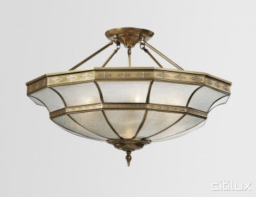 Luddenham Classic Brass Made Semi Flush Mount Ceiling Light Elegant Range Citilux