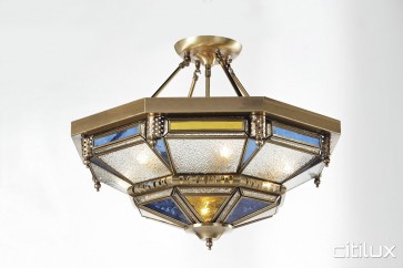 Malabar Classic Brass Made Semi Flush Mount Ceiling Light Elegant Range Citilux