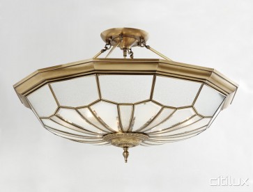 Menangle Park Classic Brass Made Semi Flush Mount Ceiling Light Elegant Range Citilux