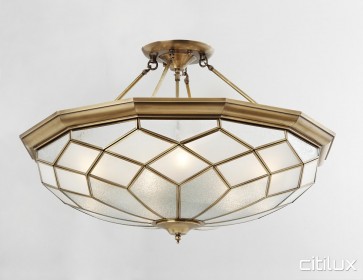 Merrylands West Classic Brass Made Semi Flush Mount Ceiling Light Elegant Range Citilux