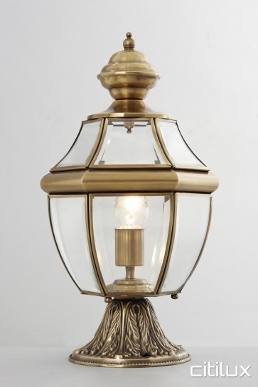 Mosman Traditional Outdoor Brass Made Pillar Mount Light Elegant Range Citilux