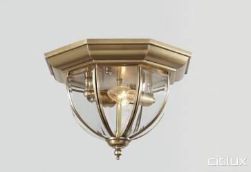 North Bondi Traditional Brass Made Flush Mount Ceiling Light Elegant Range Citilux