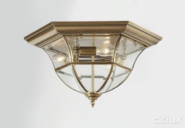 North St Marys Traditional Brass Made Flush Mount Ceiling Light Elegant Range Citilux