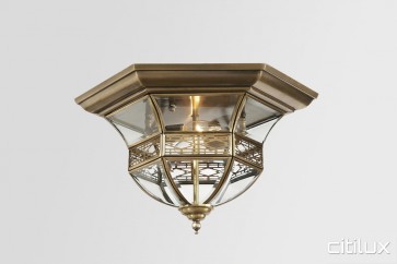 North Wahroonga Traditional Brass Made Flush Mount Ceiling Light Elegant Range Citilux