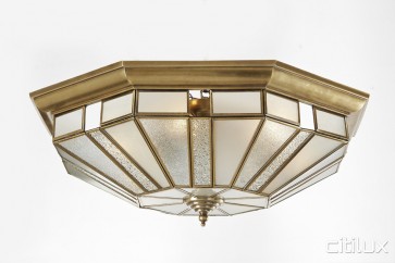 Oatley Traditional Brass Made Flush Mount Ceiling Light Elegant Range Citilux