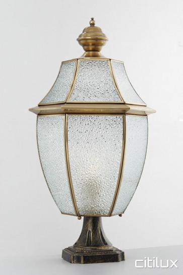 Pyrmont Traditional Outdoor Brass Made Pillar Mount Light Elegant Range Citilux