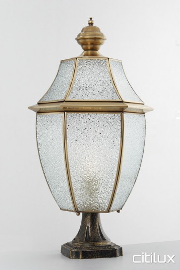 Pyrmont Traditional Outdoor Brass Made Pillar Mount Light Elegant Range Citilux