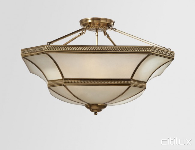 Lurnea Classic Brass Made Semi Flush Mount Ceiling Light Elegant