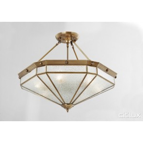 Ashcroft Classic Brass Made Semi Flush Mount Ceiling Light Elegant Range Citilux