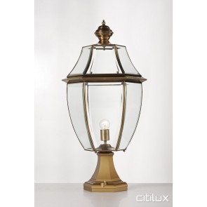 Austral Traditional Outdoor Brass Made Pillar Mount Light Elegant Range Citilux