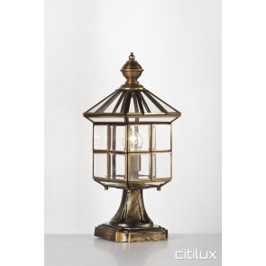 Banksia Classic Outdoor Brass Made Pillar Mount Light Elegant Range Citilux