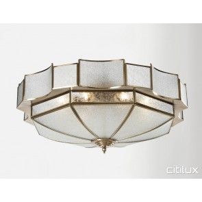 Busby Traditional Brass Made Flush Mount Ceiling Light Elegant Range Citilux