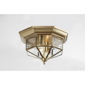 Camellia Traditional Brass Made Flush Mount Ceiling Light Elegant Range Citilux