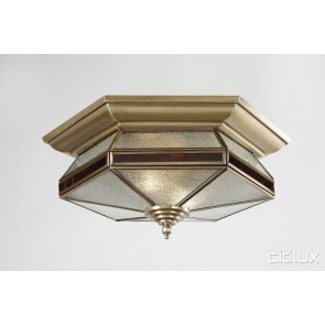 Camperdown Classic Brass Made Flush Mount Ceiling Light Elegant Range Citilux