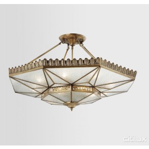 Dulwich Hill Classic Brass Made Semi Flush Mount Ceiling Light Elegant Range Citilux