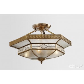 East Hills Classic Brass Made Semi Flush Mount Ceiling Light Elegant Range Citilux