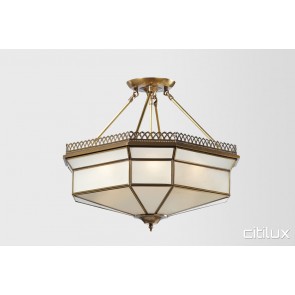 East Lindfield Classic Brass Made Semi Flush Mount Ceiling Light Elegant Range Citilux