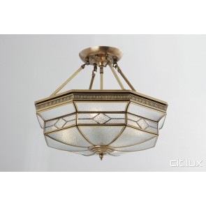 Edensor Park Classic Brass Made Semi Flush Mount Ceiling Light Elegant Range Citilux