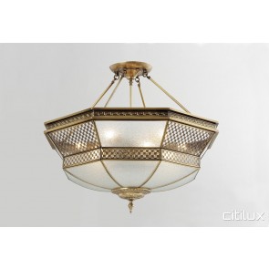 Elderslie Classic Brass Made Semi Flush Mount Ceiling Light Elegant Range Citilux