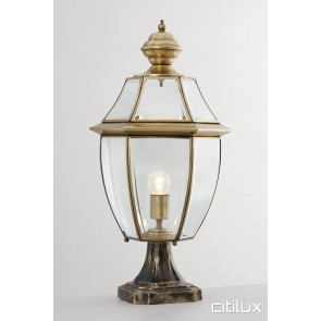 Englorie Park Traditional Outdoor Brass Made Pillar Mount Light Elegant Range Citilux