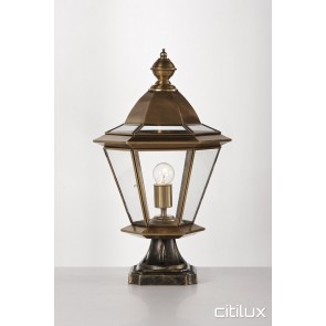 Fairfield West Classic Outdoor Brass Made Pillar Mount Light Elegant Range Citilux