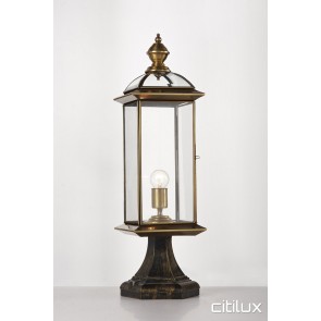 Forest Lodge Traditional Outdoor Brass Made Pillar Mount Light Elegant Range Citilux