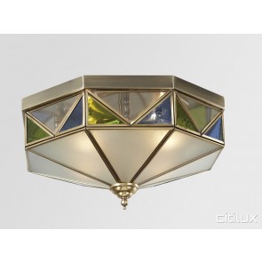 Haymarket Classic Brass Made Flush Mount Ceiling Light Elegant Range Citilux