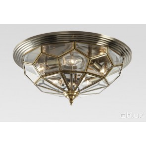 Hornsby Traditional Brass Made Flush Mount Ceiling Light Elegant Range Citilux