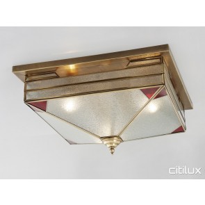 Hunters Hill Traditional Brass Made Flush Mount Ceiling Light Elegant Range Citilux