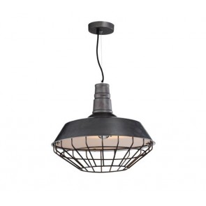 Industrial Funnel Pendant Lamp with Cage - Iron - Pendant Light - Citilux
