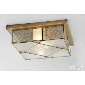 Ingleburn Traditional Brass Made Flush Mount Ceiling Light Elegant Range Citilux