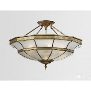 Luddenham Classic Brass Made Semi Flush Mount Ceiling Light Elegant Range Citilux