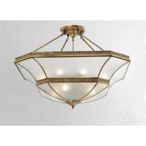 Macquarie Links Classic Brass Made Semi Flush Mount Ceiling Light Elegant Range Citilux