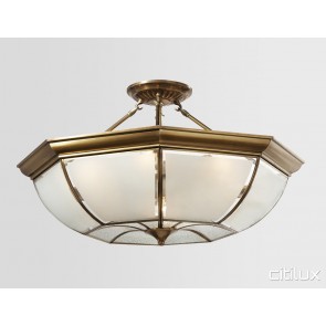 Manly Vale Classic Brass Made Semi Flush Mount Ceiling Light Elegant Range Citilux