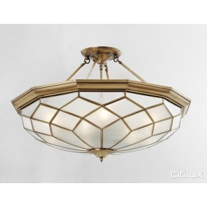 Merrylands West Classic Brass Made Semi Flush Mount Ceiling Light Elegant Range Citilux