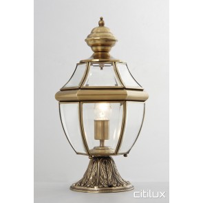 Mosman Traditional Outdoor Brass Made Pillar Mount Light Elegant Range Citilux