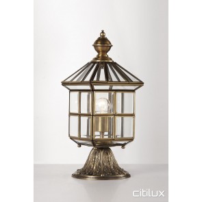 Narellan Vale Traditional Outdoor Brass Made Pillar Mount Light Elegant Range Citilux