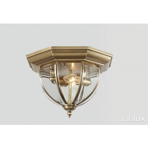 North Bondi Traditional Brass Made Flush Mount Ceiling Light Elegant Range Citilux